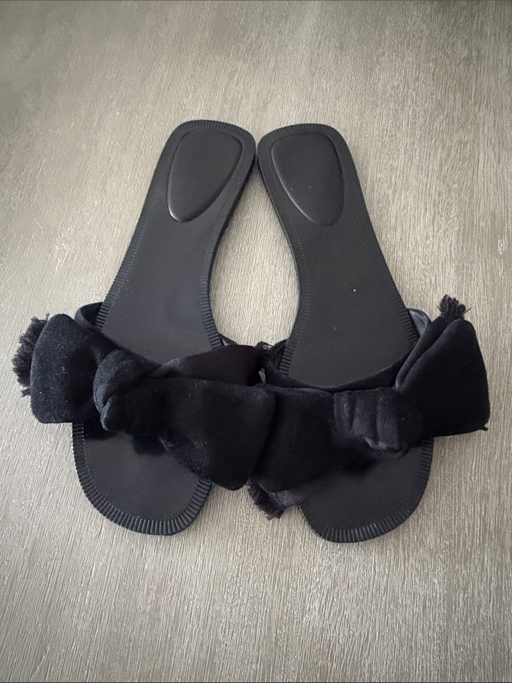 Zara Black Knotted Bow Slide Sandals